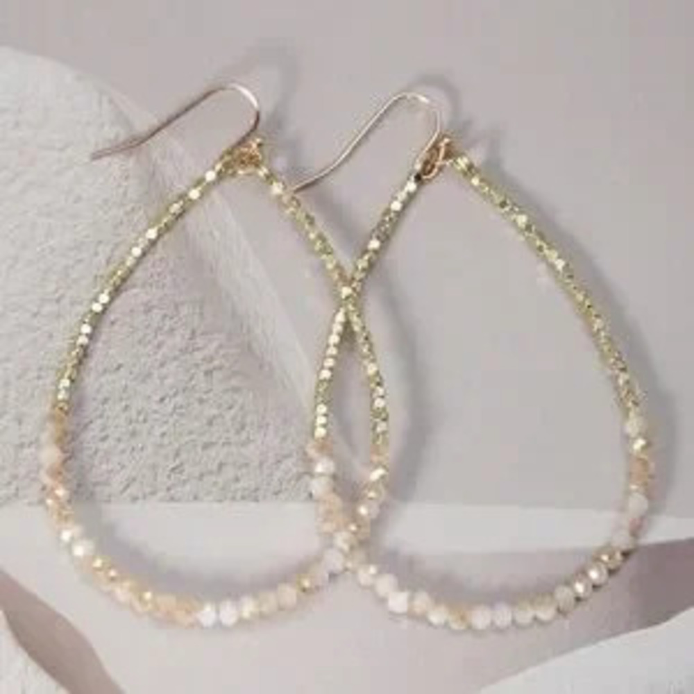 Handmade Beaded Large Teardrop Earrings